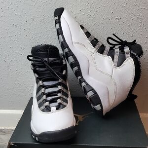Air Jordan Retro 10s White and Black High-Top Sneakers Size 5y